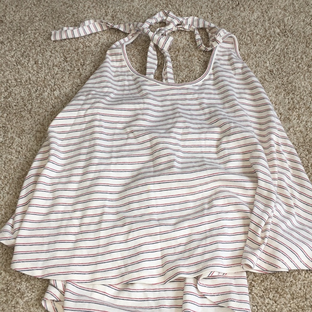 Red white and blue stripped tie tank top